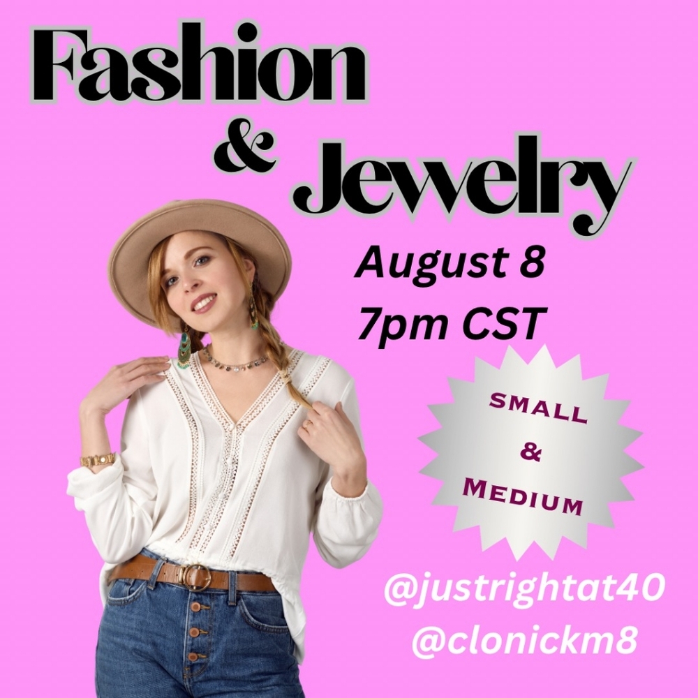 COME HANG WITH @clonickm8 AND I AT 7PM CST FOR CLOTHING & CLEARANCE JEWELRY!